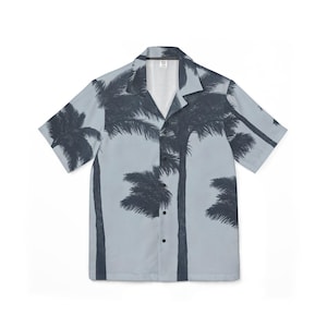 Miami Palm Tree Print Men&#39;s Aloha Shirt: Tropical Button Down