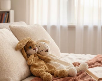Crochet Bunny Lovey Pattern – Amigurumi Rabbit Security Blanket (PDF Pattern)