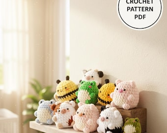 Mini Crochet Animals Pattern, Kawaii Plush Toy Bundle (PDF Pattern)