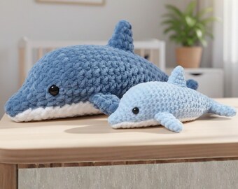 Crochet Dolphin Pattern – Chenille Amigurumi Plush Toy (PDF Download)
