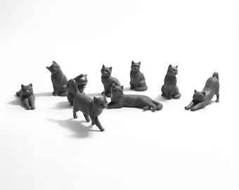 Kattenminifiguren – met hars bedrukte miniatuurkattenset voor diorama en display