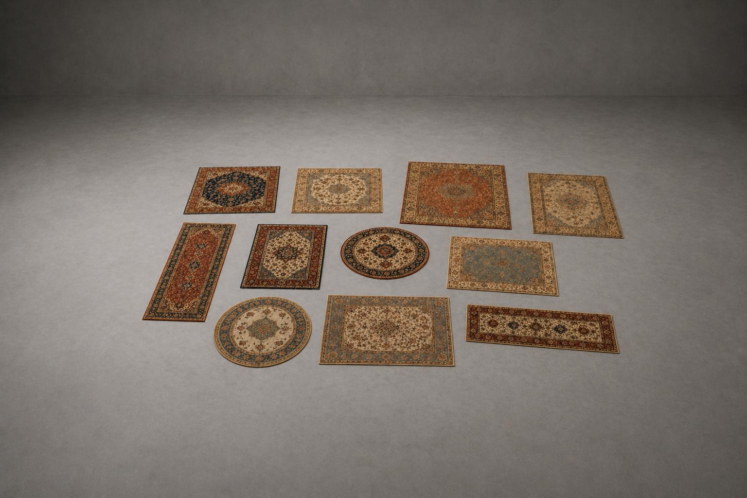 Mini Persian Rugs Printable Set, 11 Dollhouse Rugs for 1:12 Scale Decor ...
