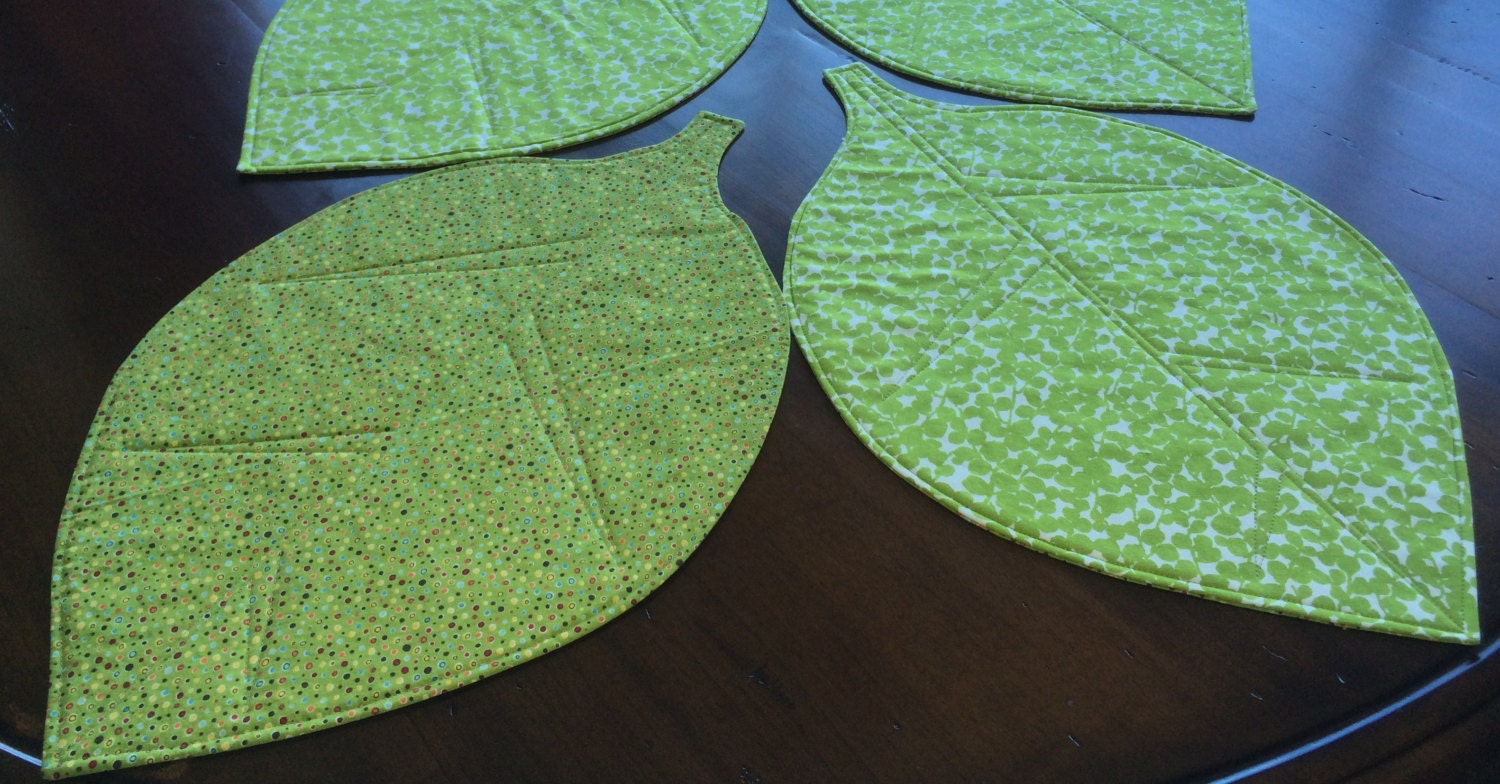 Reversible Green Leaf Placemats Etsy