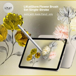 Flowers Brush Set LiKat Design Single-Stroke (9 Brushes), Procreate Flower Brush
