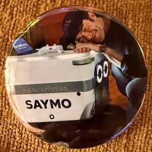 John Mulaney Saymo Robot Button  - Elder Emo 2 Inch Comedy Pinback - Stand Up-