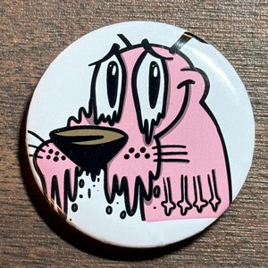 Courage the Cowardly Dog Button – Original Trippy Cartoon Pin, 90s Nostalgia