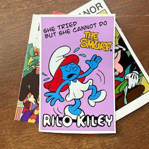 Sad Smurf Vinyl Sticker | Rilo Kiley Lyric Sticker | Emo Cartoon Fan Art for Laptop or Journal