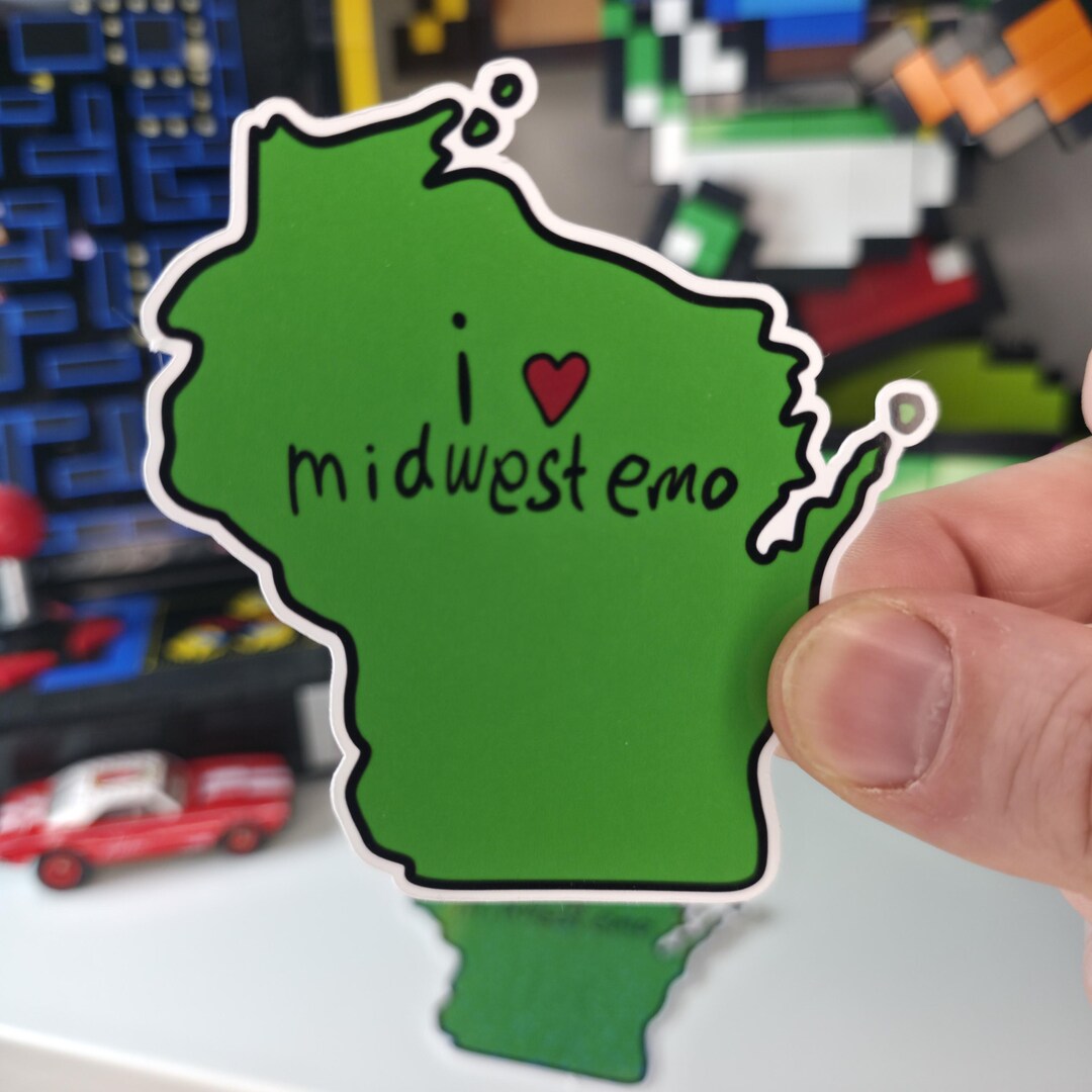Wisconsin State Outline Sticker - I Heart Midwest Emo - 3