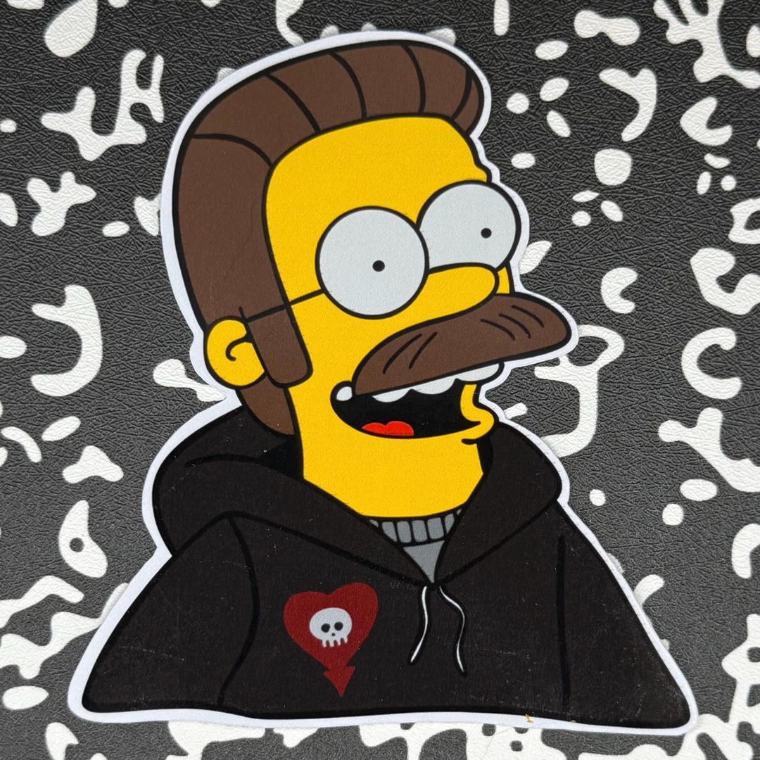 Alkaline Trio Ned Flanders Sticker – Simpsons Parody Emo Punk Cartoon ...
