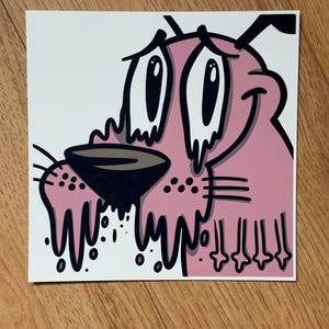 Courage Melted Art Print | 8x8 Courage the Cowardly Dog Cartoon Wall Art | Weird Pop Culture Poster
