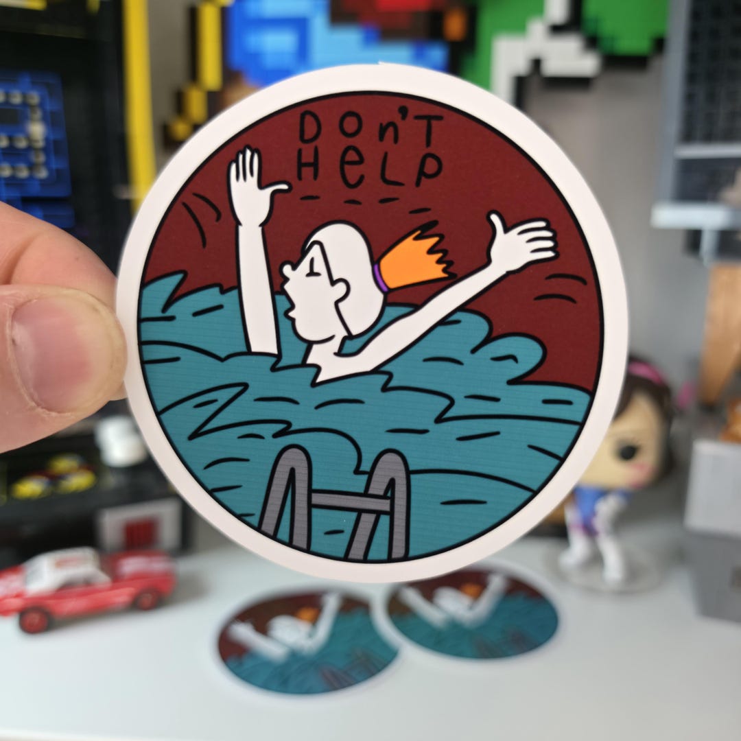 Don't Help Drowning Sticker - 3 Inch Glossy Vinyl - Dark Humor ...