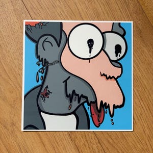 Fry Melted Art Print | 8x8 Futurama Cartoon Wall Art | Weird Pop Culture Poster