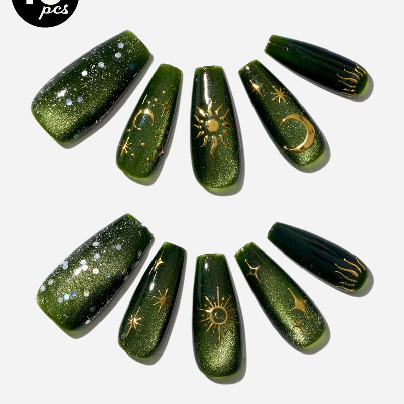 Dark Forest Green Nails - Etsy UK