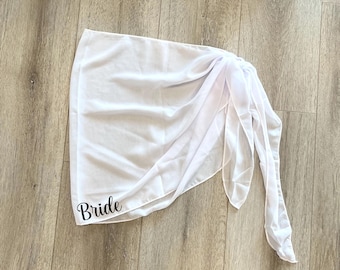 Personalized White Sarong, Custom Text Sarong, Bride Sarong, Bridal Gift, Bride Gift, Bachelorette Gift, Bridal Shower Gift, Honeymoon