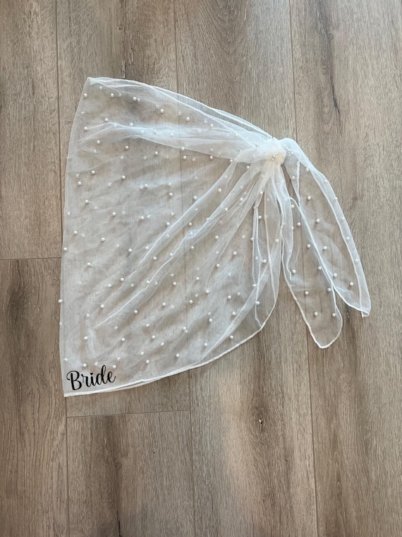 Personalized White Pearl Sarong, Custom Text Sarong, Bride Sarong, Bridal Gift, Bride Gift, Bachelorette Gift, Bridal Shower Gift, Honeymoon