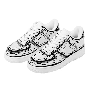 Cartoon Custom Shoe Line Art Sneaker Fashion Footwear Sneaker Head Shoe Lover Black And White Shoes