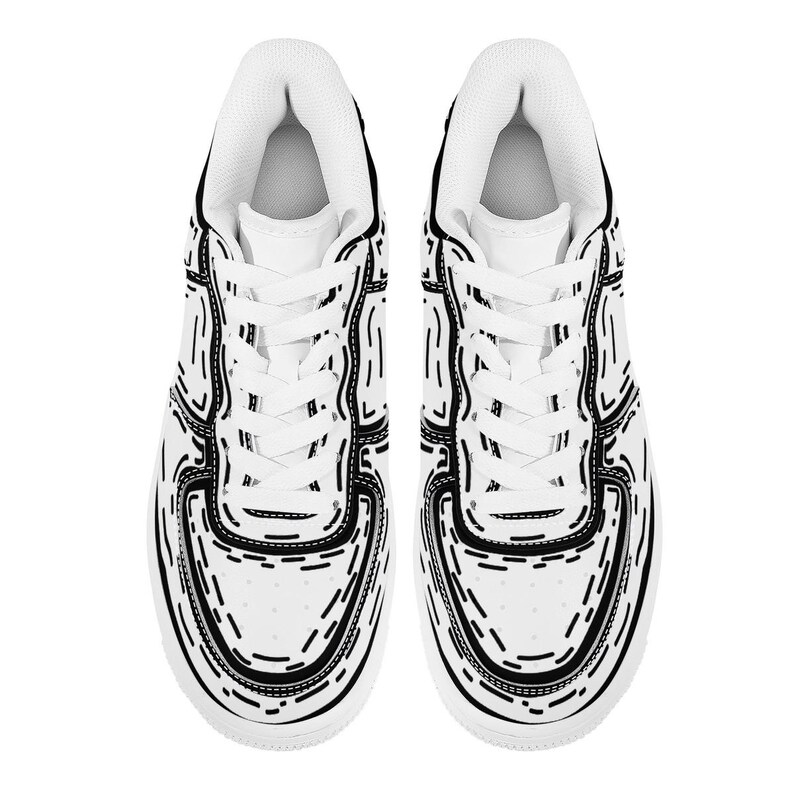 Cartoon Custom Shoe Line Art Sneaker Fashion Footwear Sneaker Head Shoe Lover Black And White Shoes image 3