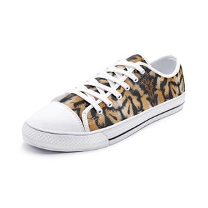 Realistic Tiger Shoe Animal Print Sneaker Pattern Unisex Low Top Canvas Shoes Men Sneaker Women Footwear
