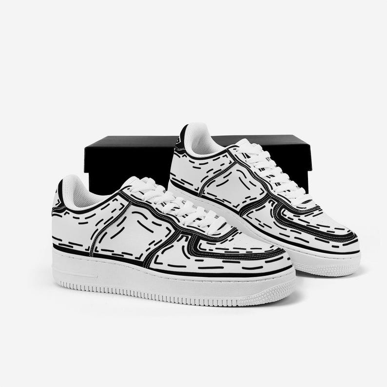 Cartoon Custom Shoe Line Art Sneaker Fashion Footwear Sneaker Head Shoe Lover Black And White Shoes image 2
