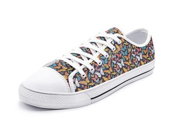 Butterfly Pattern Low Top Canvas Shoes Colorful Shoe Pattern Sneakers Fashion Footwear Butterfly Style Shoes Women's Fashion