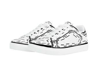 Custom Cartoon Shoe Line Art Sneaker Fashion Footwear White Low Tops Sneaker Head
