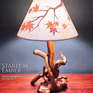 Starleaf Ember Lamp | Manzanita Wood Base | Japanese Maple Leaf Shade | Handcrafted Nature-Inspired Autumn Lighting | Lamp | Woodland Lamp