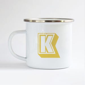 Personalised Initial Enamel Mug, Personalised Kids Mug, Kids Initial Enamel Mug, Childs Birthday Mug, Tin Mug, Birthday Gift Mug