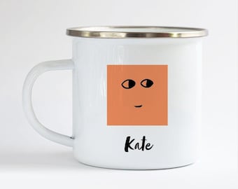 Personalised Enamel Mug, Personalised Fun Kids Mug, Name on Enamel Mug, Cute Kids Mug, Personalised Mug, Easter Mug, Camping Style Mug
