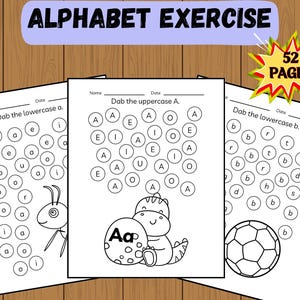 Preschool aplhabet excercise, alphabet book for kids, alphabet practice, fun and learn, letter recognition, First Alphabet, printable PDF