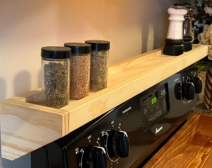 Spice Rack Wooden Stove Top Spice Rack Kitchen Storage Spice Organizer ...