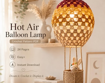 Gehaakt luchtballonpatroon pdf | Verstijfde 3D-huisdecoratie | Makkelijk voor beginners