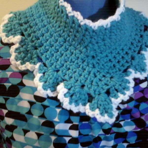 Aqua Crocheted "Cowl Collar""