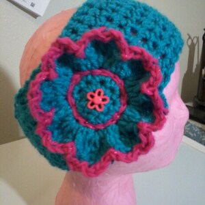 Dakota Rose Headband in Turquoise and Bright Pink