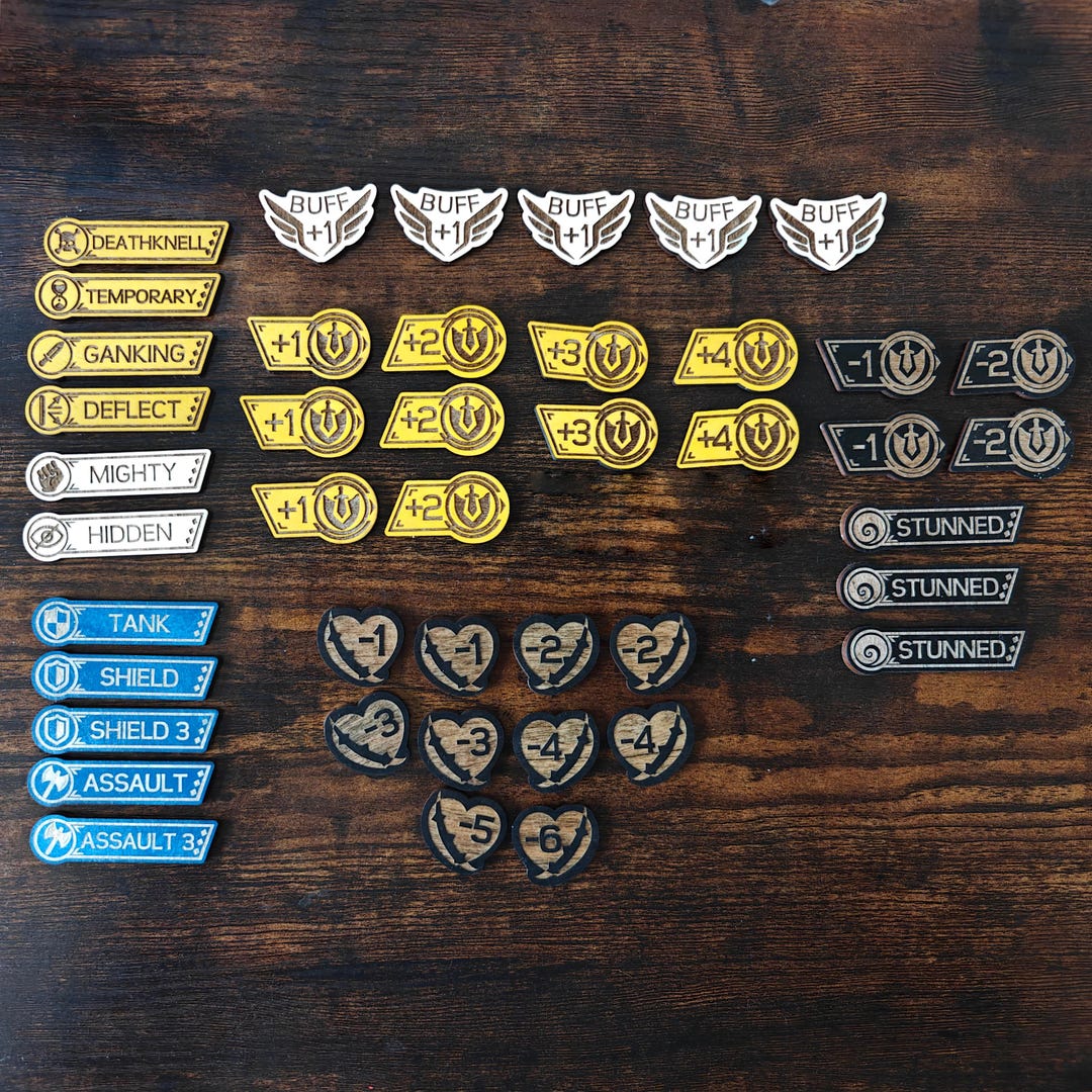 Riftbound TCG Token Set - Double-sided Wooden Modifiers, Keywords ...