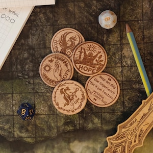 Daggerheart Hope Token Coins (Set of 6): Engraved TTRPG Tracker