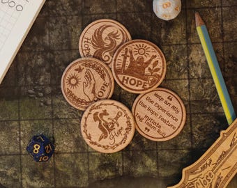 Monedas de la Esperanza de Daggerheart (juego de 6): Rastreador de TTRPG grabado