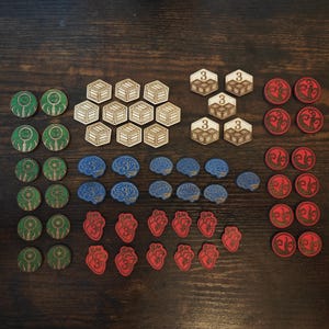 Arkham Horror LKG Token Set - Kompatible Schadens-, Sanity-, Hinweis-, Untergangs- & Ressourcentoken