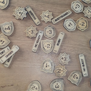 Lorcana Token 35 Premium Set Upgrade - Wooden Engraved with Modifiers, Keywords & Custom Text Option!