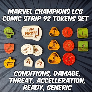 Marvel Champs Lcg 92 Token Pack - Comic Strip Style - Handgefertigte Holztoken