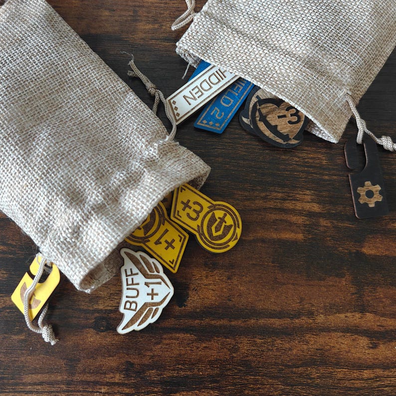 Riftbound TCG Token Set - Double-Sided Wooden Modifiers, Keywords & Damage Trackers