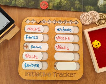 Handcrafted Wooden Initiative Tracker: TTRPG Dungeon Master Kit