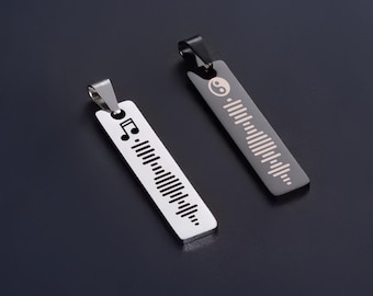 Personalized Spotify Code Stainless Steel Necklace: Engraved Music Pendant