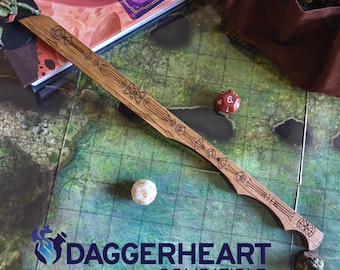 Daggerheart Distance Ruler: Arcane Wand Themed Wooden Measurement from Melee to Far
