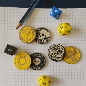 Daggerheart Fear and Hope Tokens with 3 designs choices - Tabletop RPG Upgrade - wooden