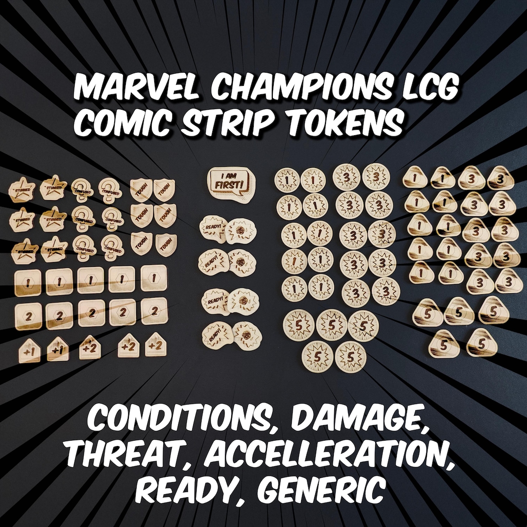 Marvel Champions LCG 92 Token Pack Comic Strip Style Handmade Wooden ...