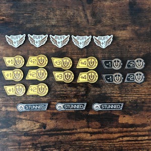 Riftbound TCG Token Set - Double-Sided Wooden Modifiers, Keywords & Damage Trackers