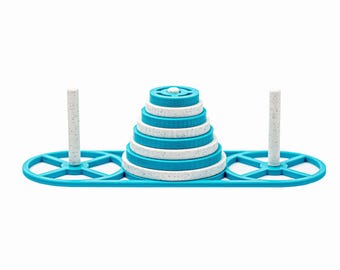 Tower of Hanoi Puzzle • Classic Logic Brain Teaser for Adults • 3D Printed Math Puzzle Gift for Smart Thinkers & Engineers