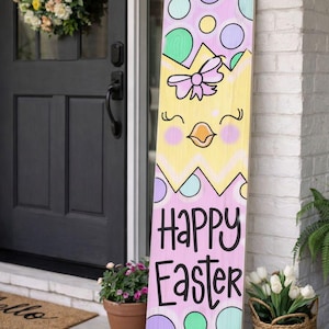 Plantilla para porche decorado con pollitos de Pascua / Letrero de madera DIY / Imprimir, cortar y calcar