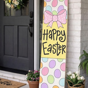 Plantilla para porche con huevo de Pascua decorado / Letrero de madera DIY para imprimir, cortar y trazar