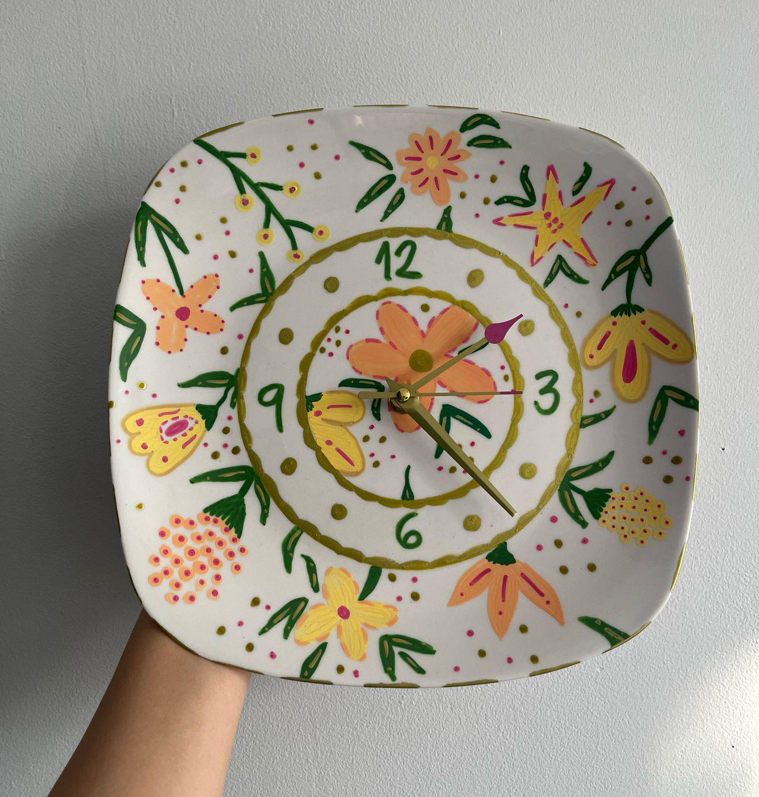 古陶器　時計板 ミッドセンチュリー レトロ ドイツ GENFA 陶器の壁掛け時計